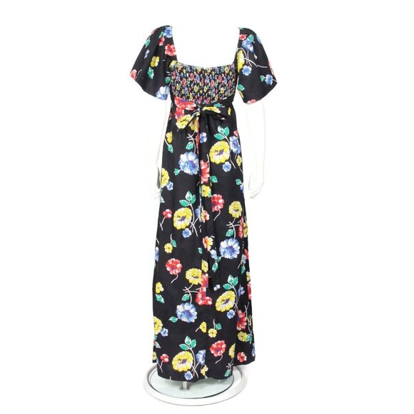 Vtg Bonwit Teller Floral Cottagecore Smocked Angel Sleeve Maxi Dress  XS/S - 641 - Picture 4 of 6